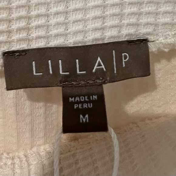 Lilla P ivory straight leg waffle pants size M NWT - Picture 2 of 3